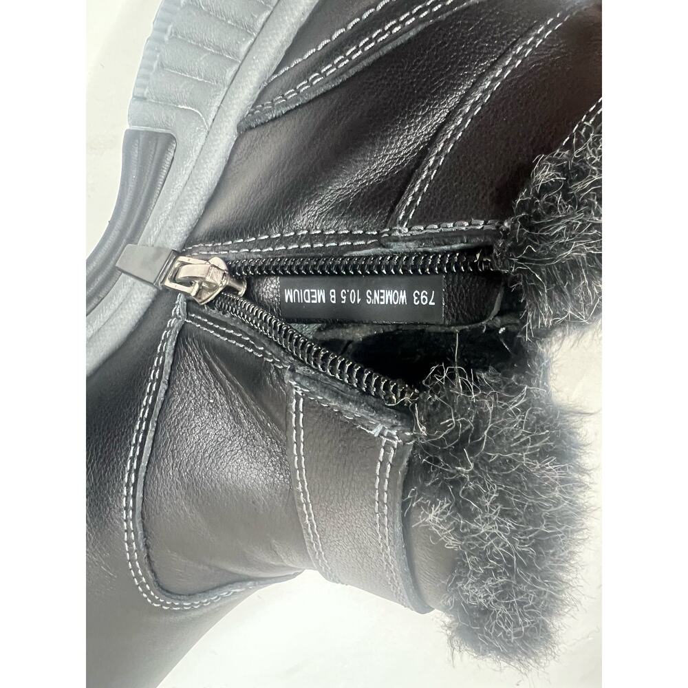 ORTHOFEET Siena women's black leather fur trimmed ankle boots sz 10.5 - Picture 5 of 8